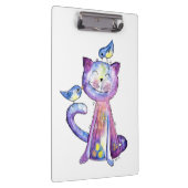 Porte-bloc Chat mignon blanc violet avec oiseaux (Swatch)