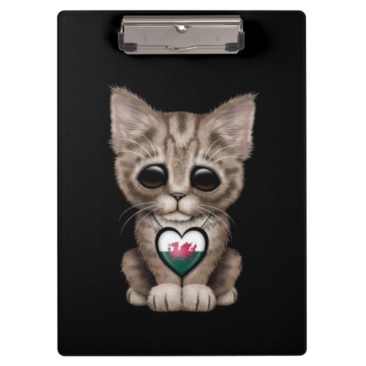 Porte-bloc Chat mignon de chaton avec le coeur de drapeau de (Devant)