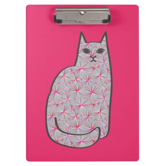 Porte-bloc Chat moderne du milieu du siècle, Fuchsia et rose (Devant)