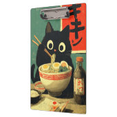 Porte-bloc Chat noir drôle mangeant du Ramen (Gauche)