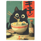 Porte-bloc Chat noir drôle mangeant du Ramen (Dos)