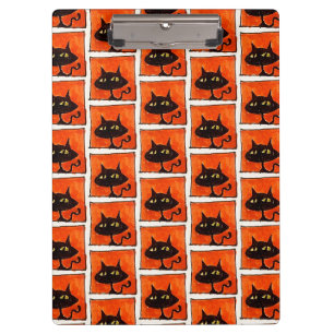 Porte-bloc Chat noir Halloween Carrés orange dessin animé