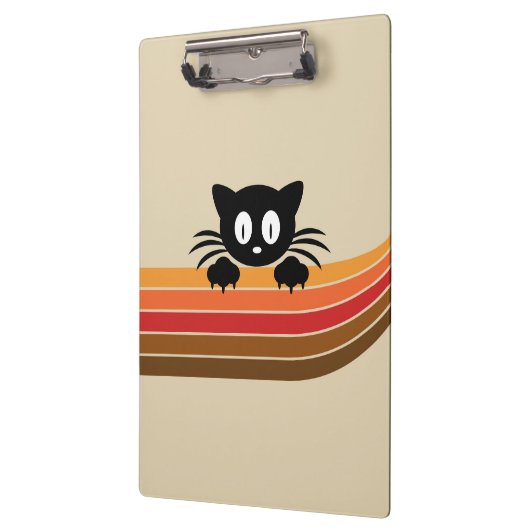 Porte-bloc Chat noir mignon avec rayures rétro (Gauche)