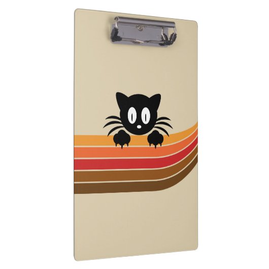 Porte-bloc Chat noir mignon avec rayures rétro (Swatch)