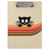 Porte-bloc Chat noir mignon avec rayures rétro (Devant)