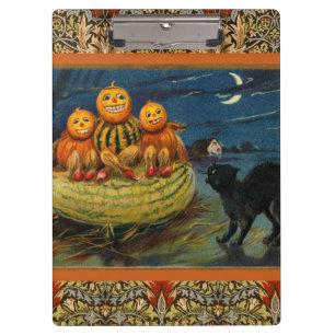 Porte-bloc Chat noir vintage Halloween Citrouille