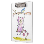 Porte-bloc Chat rose blanc mignon à la couture (Gauche)