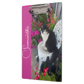 Porte-bloc Chat Smoking Fleurs Filles Nom Rose Foncé (Gauche)