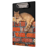 Porte-bloc Chat sur mur de brique (Gauche)