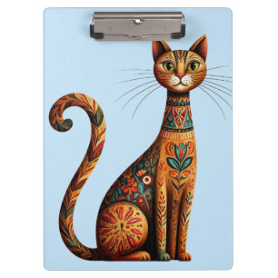 Porte-bloc Chat tribal boho mignon art folklorique avec des f