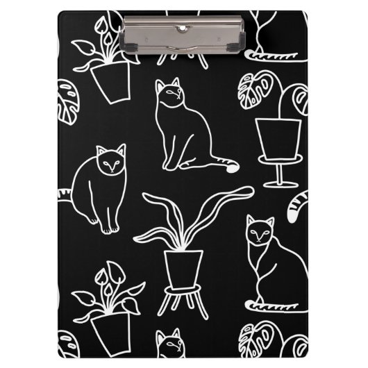 Porte-bloc Chats blancs en noir (Devant)
