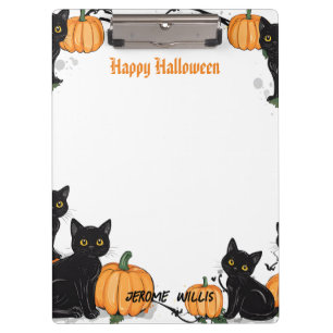 Porte-bloc Chats noirs et Citrouille Happy Halloween