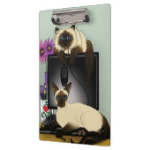 Porte-bloc Chats siamois de bureau d'ordinateur farce drôle (Gauche)