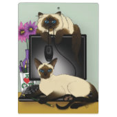 Porte-bloc Chats siamois de bureau d'ordinateur farce drôle (Dos)