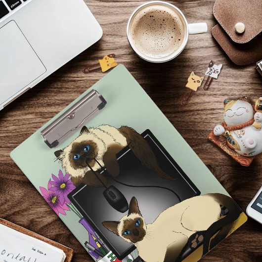 Porte-bloc Chats siamois de bureau d'ordinateur farce drôle