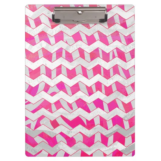 Porte-bloc Chaud rose et blanc Chevron Zebra (Devant)