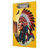 Porte-bloc Chef amérindien sur paysage sauvage coucher de sol (Gauche)