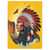 Porte-bloc Chef amérindien sur paysage sauvage coucher de sol (Dos)