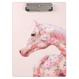 Porte-bloc Cheval à cheval à fleurs roses Oeuvre esthéti