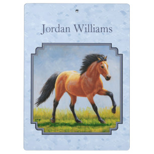 Porte-bloc Cheval Buckskin courant bleu clair