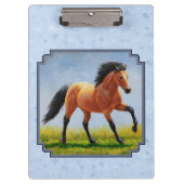 Porte-bloc Cheval Buckskin courant bleu clair (Devant)