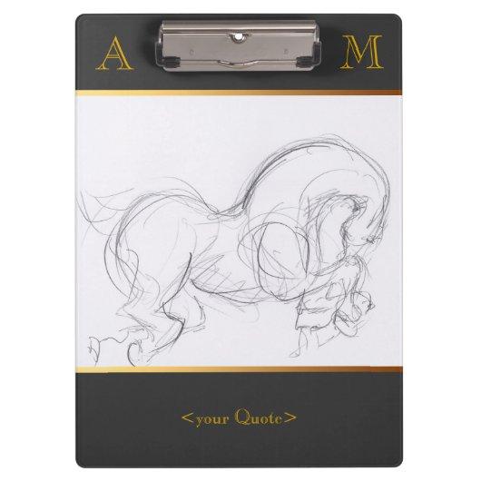 Porte-bloc Cheval Dessin Original Monogramme Porte - bloc (Devant)