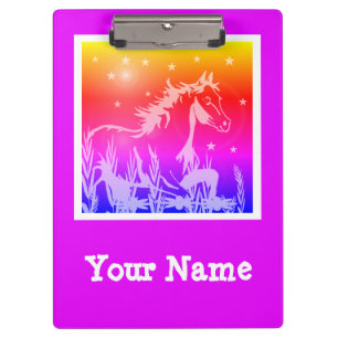 Porte-bloc cheval sauvage rose graphique, personnalisée