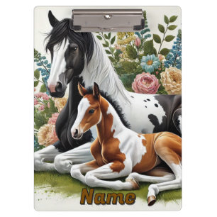 Porte-bloc Chevaux reposant parmi les fleurs et la verdure vi