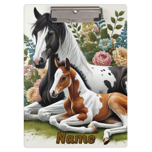 Porte-bloc Chevaux reposant parmi les fleurs et la verdure vi (Devant)