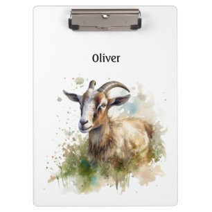Porte-bloc Chèvre de ferme à l'aquarelle, personnalisé