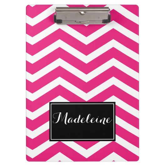 Porte-bloc Chevron blanc rose Nom Zig Zag (Devant)