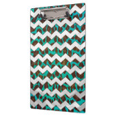 Porte-bloc Chevron Leopard Impression Brown et Turquoise (Gauche)