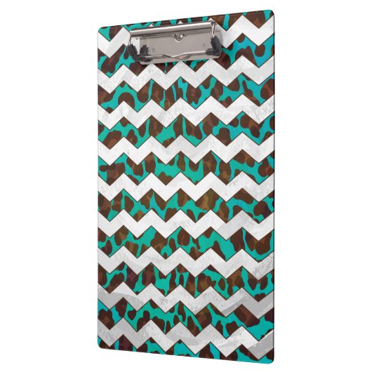 Porte-bloc Chevron Leopard Impression Brown et Turquoise (Gauche)