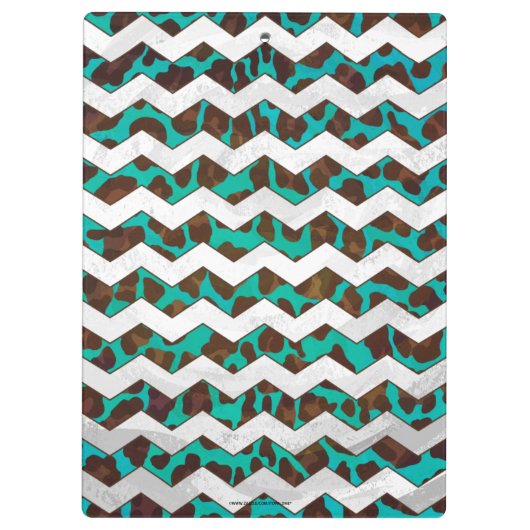 Porte-bloc Chevron Leopard Impression Brown et Turquoise (Dos)