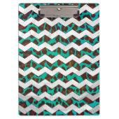 Porte-bloc Chevron Leopard Impression Brown et Turquoise (Devant)