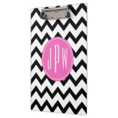 Porte-bloc Chevron noir et monogramme rose (Gauche)
