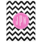 Porte-bloc Chevron noir et monogramme rose (Dos)