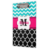 Porte-bloc Chevron noir rose turquoise Quatrefoil (Gauche)