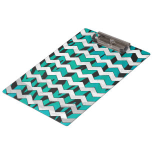 Porte-bloc Chevron Tiger noir et Turquoise