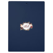 Porte-bloc Chic Aquarelle Bourgogne Floral Navy Monogramme (Dos)