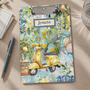 Porte-bloc Chic bleu turquoise sicilien citrus collage floral