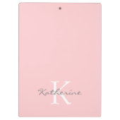 Porte-bloc Chic Blush Pink Script Monogramme Personnalisé (Dos)