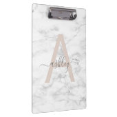 Porte-bloc Chic Blush Pink White Marble Script Nom monogram (Swatch)