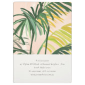 Porte-bloc Chic Boho Blush Green Tropical Palm Plage Feuille (Dos)