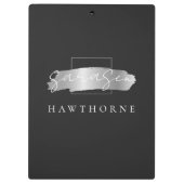 Porte-bloc Chic Brush Stroke Black Faux Silver Brush Monogram (Dos)