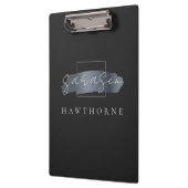 Porte-bloc Chic Brush Stroke Black Faux Silver Grey Monogramm (Gauche)