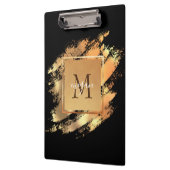 Porte-bloc Chic Faux Gold Glam Brushstroke Monogramme (Gauche)