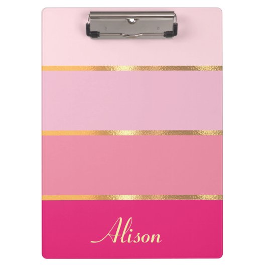 Porte-bloc chic féminin or rose Nom (Devant)