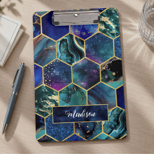 Porte-bloc Chic fille faux Paillettes Turquoise bleu géométri