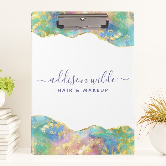 Porte-bloc Chic Fire Opal Rainbow Gemstone Business